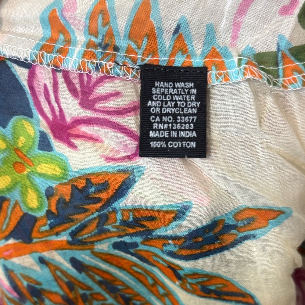 Orange Fashion Village Floral Tunic - White with Blue Green, Orange & Pink NWT - Picture 9 of 12